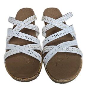 Cali from Sketchers NIB Beverlee Women's White Tiger Pose Wedge Sandal Size 8
